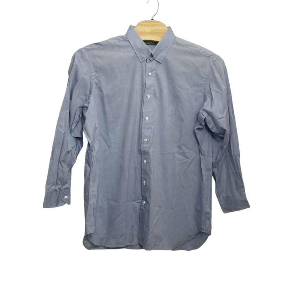 Tom James XL Blue Button‎ Down Snap Collar Mens Shirt